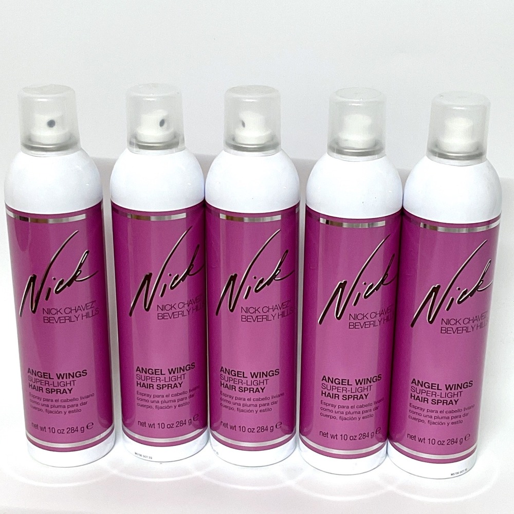 Lot of 5 Nick Chavez Beverly Hills Angel Wings Super-Light Hair Spray 10oz Cans